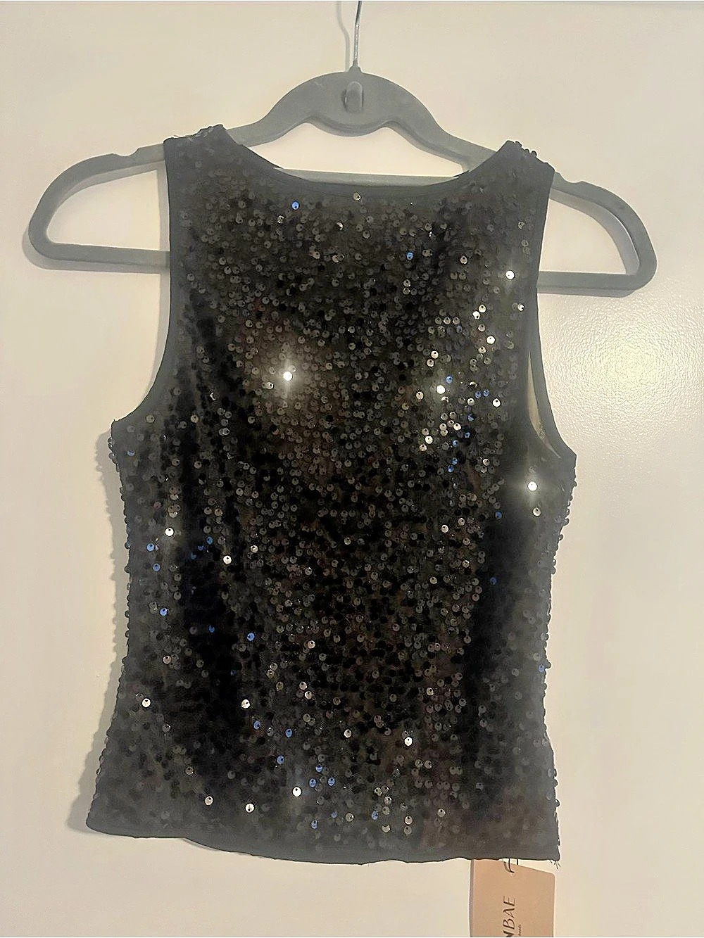 SHEIN Black Sequin Crop Top Size 2 New